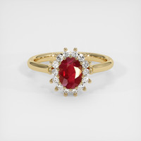 1.07 Ct. Ruby Ring, 18K Yellow Gold 1