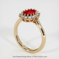 1.29 Ct. Ruby Ring, 18K Yellow Gold 2