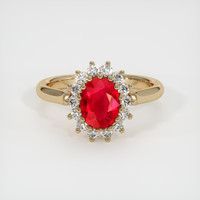 1.30 Ct. Ruby Ring, 18K Yellow Gold 1