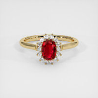 1.32 Ct. Ruby Ring, 18K Yellow Gold 1