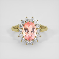 3.34 Ct. Padparadscha Sapphire Ring, 18K Yellow Gold 1
