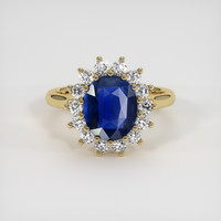 2.03 Ct. Blue Sapphire Ring, 18K Yellow Gold 1