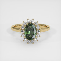 1.71 Ct. Green Sapphire Ring, 18K Yellow Gold 1