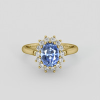 2.20 Ct. Blue Sapphire Ring, 18K Yellow Gold 1