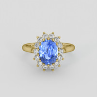 3.02 Ct. Blue Sapphire Ring, 18K Yellow Gold 1