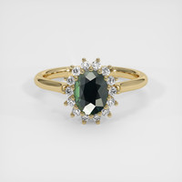 2.21 Ct. Bluish Green Sapphire Ring, 18K Yellow Gold 1
