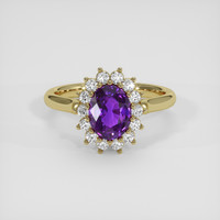 1.97 Ct. Pinkish Purple Sapphire Ring, 18K Yellow Gold 1