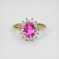 1.28 Ct. Pink Sapphire Ring, 18K Yellow Gold 1