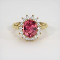 2.39 Ct. Reddish Pink Sapphire Ring, 18K Yellow Gold 1