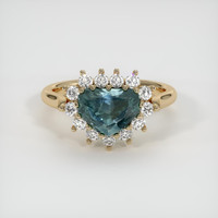 2.59 Ct. Bluish Green Sapphire Ring, 18K Yellow Gold 1