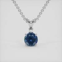 1.30 Ct. Blue Sapphire Pendant, 18K White Gold 1