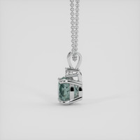 1.53 Ct. Bluish Green Sapphire Pendant, 18K White Gold 3