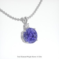6.90 Ct. Bluish Purple Sapphire Pendant, 18K White Gold 2
