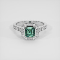 1.61 Ct. Bluish Green Sapphire Ring, Platinum 950 1