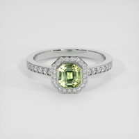 1.27 Ct. Yellowish Green Sapphire Ring, Platinum 950 1