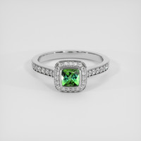 0.53 Ct. Bluish Green Tourmaline Ring, 14K White Gold 1