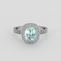 1.64 Ct. Bluish Green Sapphire Ring, 14K White Gold 1