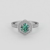 1.19 Ct. Bluish Green Sapphire Ring, 14K White Gold 1