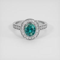 1.69 Ct. Greenish Blue Sapphire Ring, 18K White Gold 1