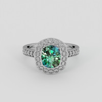 1.83 Ct. Bluish Green Sapphire Ring, 18K White Gold 1