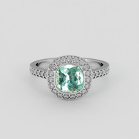 1.60 Ct. Bluish Green Sapphire Ring, 18K White Gold 1