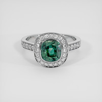 2.12 Ct. Bluish Green Sapphire Ring, 18K White Gold 1