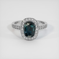 2.61 Ct. Bluish Green Sapphire Ring, 18K White Gold 1