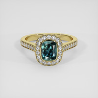 1.36 Ct. Bluish Green Sapphire Ring, 14K Yellow Gold 1
