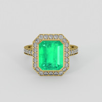 3.21 Ct. Emerald Ring, 18K Yellow Gold 1