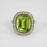 10.19 Ct. Green Peridot Ring, 18K Yellow Gold 1