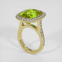 10.19 Ct. Green Peridot Ring, 18K Yellow Gold 2