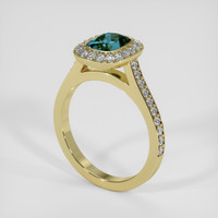 1.36 Ct. Bluish Green Sapphire Ring, 18K Yellow Gold 2