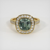 2.64 Ct. Green Sapphire Ring, 18K Yellow Gold 1