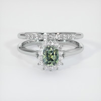 0.77 Ct. Yellowish Green Sapphire Ring, Platinum 950 1
