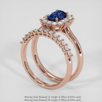 0.89 Ct. Blue Sapphire Ring, 14K Rose Gold 2
