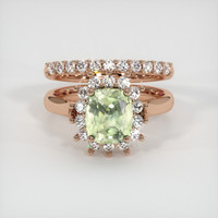 2.88 Ct. Yellowish Green Sapphire Ring, 14K Rose Gold 1