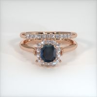1.07 Ct. Greenish Blue Sapphire Ring, 18K Rose Gold 1