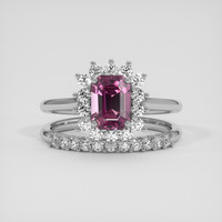 1.65 Ct. Purplish Pink Sapphire Ring, Silver 1