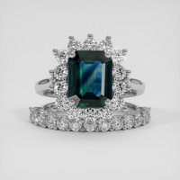 2.58 Ct. Bluish Green Sapphire Ring, 10K White Gold 1