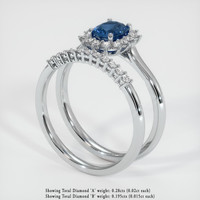 0.94 Ct. Greenish Blue Sapphire Ring, 14K White Gold 2