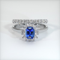 0.99 Ct. Blue Sapphire Ring, 14K White Gold 1