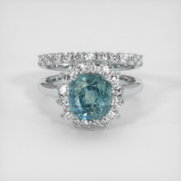4.60 Ct. Bluish Green Sapphire Ring, 14K White Gold 1
