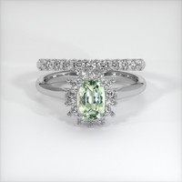 0.97 Ct. Bluish Green Sapphire Ring, 14K White Gold 1