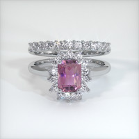 1.05 Ct. Pinkish Purple Sapphire Ring, 14K White Gold 1