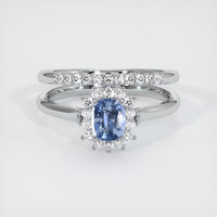0.89 Ct. Blue Sapphire Ring, 18K White Gold 1