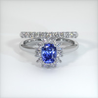 0.84 Ct. Blue Sapphire Ring, 18K White Gold 1