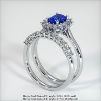 0.84 Ct. Blue Sapphire Ring, 18K White Gold 2
