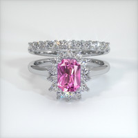 0.86 Ct. Pink Sapphire Ring, 18K White Gold 1