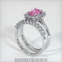 0.86 Ct. Pink Sapphire Ring, 18K White Gold 2