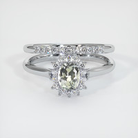 0.84 Ct. Green Sapphire Ring, 18K White Gold 1